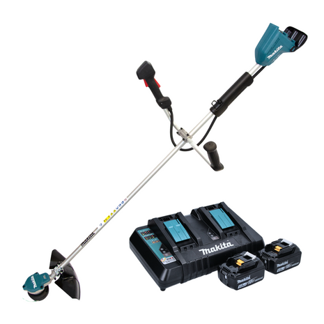 Desbrozadora de batería Makita DUR 368 APT 36 V (2 x 18 V) bimando sin escobillas + 2x batería 5,0 Ah + cargador