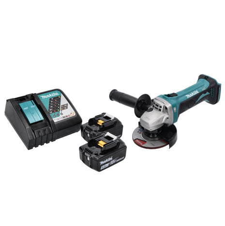 Makita DGA 452 RT Akku Winkelschleifer 18 V 115 mm + 2x Akku 5,0 Ah + Ladegerät