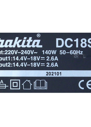 Makita DC 18 SH Doppel Ladegerät 2x 14,4 V 2x 18 V ( 36 V ) LXT ( 199687-4 ) 2,6 Ampere Ladestrom