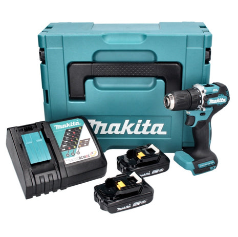 Makita DDF 487 RAJ taladro atornillador inalámbrico 18 V 40 Nm sin escobillas + 2 baterías 2,0 Ah + cargador + Makpac