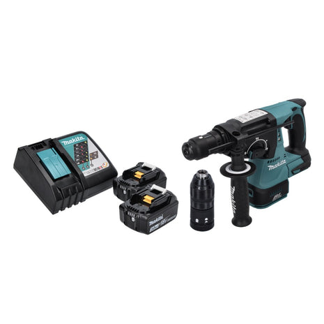 Trapano a percussione a batteria Makita DHR 243 RF 18 V SDS plus Brushless + 2x batteria ricaricabile 3,0 Ah + caricabatterie