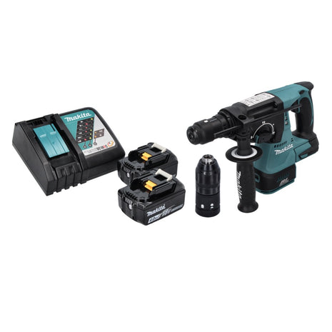 Makita DHR 243 RM trapano a percussione a batteria 18 V SDS plus Brushless + 2x batteria 4,0 Ah + caricabatterie