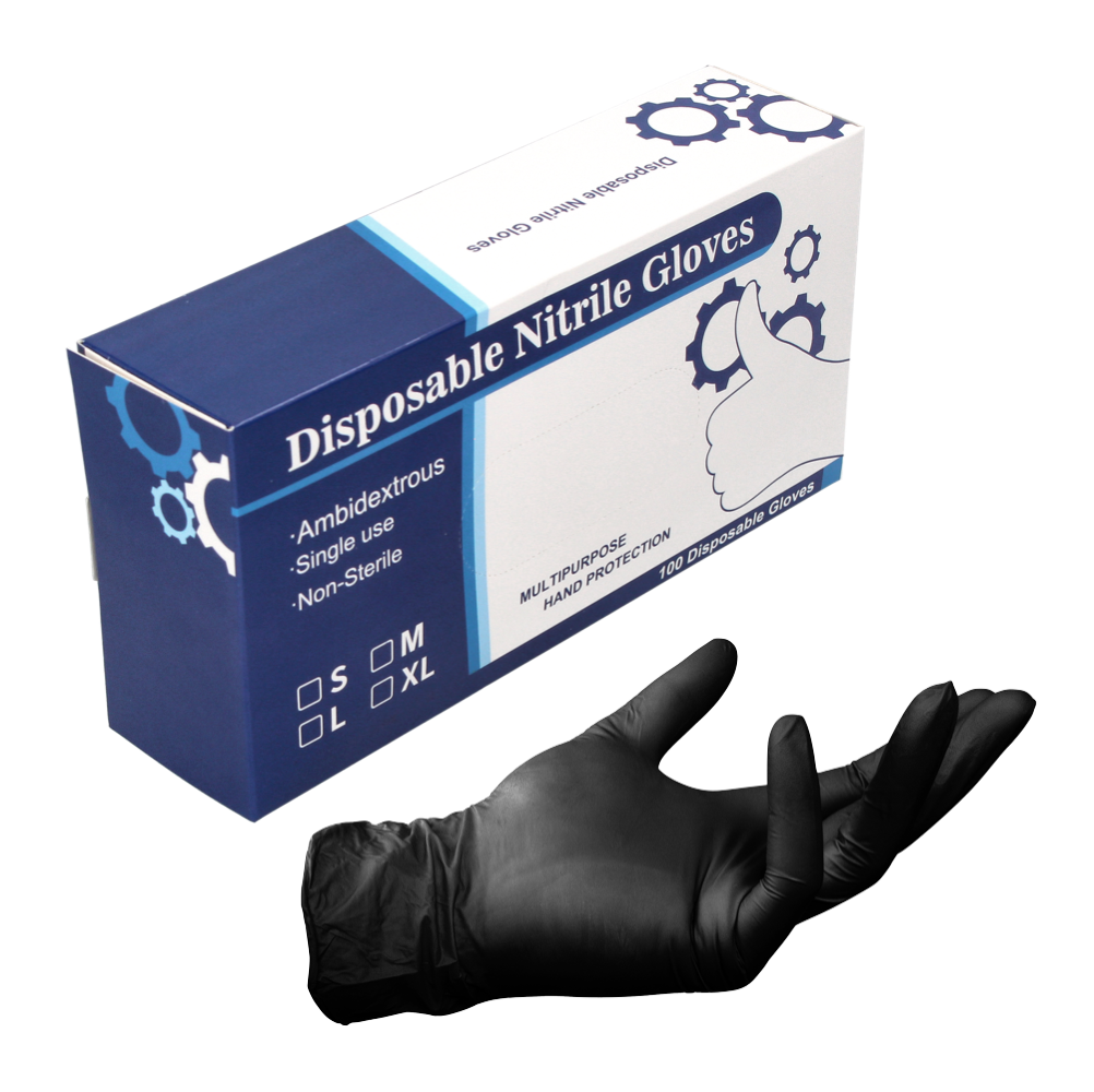 nicht sterile handschuhe Nitril Einweg Handschuhe in Spenderbox Schwarz / Black 100 Stück Größe – Toolbrothers