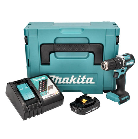 Makita DHP 487 RA1J Perceuse-visseuse à percussion sans fil 18 V 40 Nm Brushless + 1x Batterie 2,0 Ah + Chargeur + Makpac