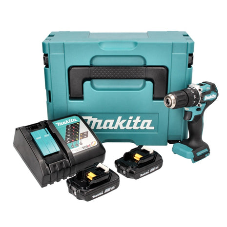 Taladro percutor inalámbrico Makita DHP 487 RAJ 18 V 40 Nm sin escobillas + 2x baterías 2,0 Ah + cargador + Makpac