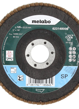 Disque abrasif à lamelles Metabo disque dentelé P 60 125 mm 22,23 mm (20 x 623148000) pour meuleuse d'angle