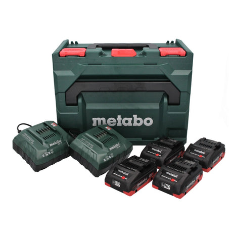 Set básico Metabo 18 V LiHD + 4x baterías 4,0 Ah + 2x cargador ASC 55 + metaBOX