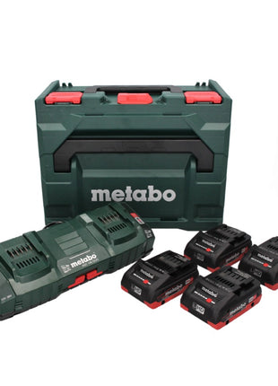 Set básico Metabo 18 V LiHD + 4x baterías 4,0 Ah + cargador ASC 145 DUO + ​​metaBOX