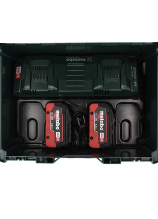 Set básico Metabo 18 V LiHD + 2x batería 5,5 Ah + cargador ASC 145 DUO + ​​metaBOX