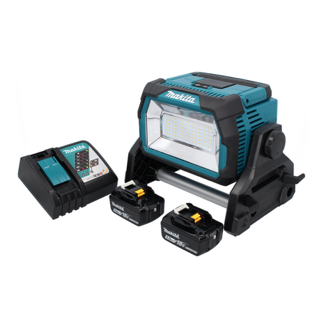 Makita DML 809 RT Foco de construcción LED con batería 18 V 10000 lm + 2x baterías 5,0 Ah + cargador