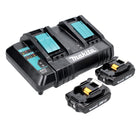 Makita Power Source Kit 18 V mit 2x BL 1820 B 2,0 Ah Akku ( 197254-9 ) + DC 18 SH Doppel Ladegerät ( 199687-4 )