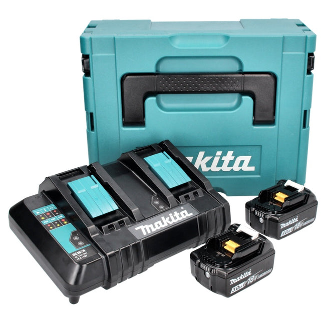 Makita Power Source Kit 18 V mit 2x BL 1830 B 3,0 Ah Akku ( 197599-5 ) + DC 18 SH Doppel Ladegerät ( 199687-4 ) + Makpac