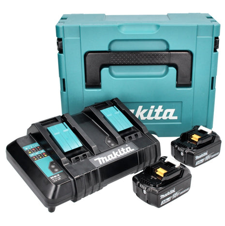 Makita Power Source Kit 18 V mit 2x BL 1830 B 3,0 Ah Akku ( 197599-5 ) + DC 18 SH Doppel Ladegerät ( 199687-4 ) + Makpac