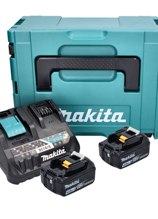 Kit de fuente de alimentación Makita de 18 V con 2 baterías BL 1840 B de 4,0 Ah (2x 197265-4) + cargador multirápido DC 18 RE (198720-9) + Makpac