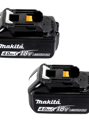 Kit de fuente de alimentación Makita de 18 V con 2 baterías BL 1840 B de 4,0 Ah (2x 197265-4) + cargador multirápido DC 18 RE (198720-9) + Makpac