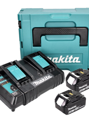 Kit source d'alimentation Makita 18 V avec 2 batteries BL 1840 B 4,0 Ah (197265-4) + double chargeur DC 18 SH (199687-4) + Makpac