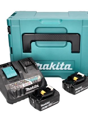 Kit de fuente de alimentación Makita de 18 V con 2 baterías BL 1860 B de 6,0 Ah (2x 197422-4) + cargador multirápido DC 18 RE (198720-9) + Makpac