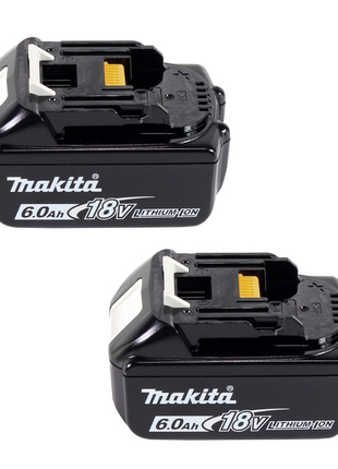 Kit de fuente de alimentación Makita de 18 V con 2 baterías BL 1860 B de 6,0 Ah (2x 197422-4) + cargador multirápido DC 18 RE (198720-9) + Makpac