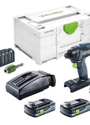 Festool TID 18 HPC 4,0 I-Plus Akku Schlagschrauber 18 V 180 Nm 1/4" ( 576482 ) + 2x Akku 4,0 Ah + Ladegerät + 6 tlg. Bitset + Systainer