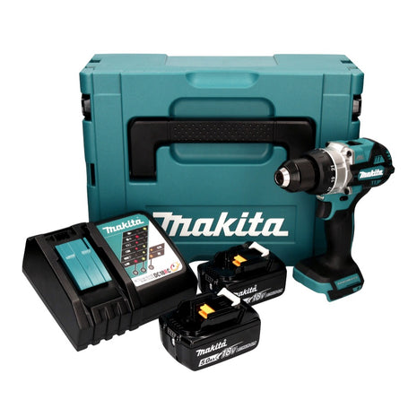 Makita DDF 486 RTJ taladro atornillador inalámbrico 18 V 130 Nm sin escobillas + 2 baterías 5,0 Ah + cargador + Makpac