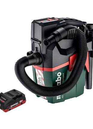 Metabo AS 18 HEPA PC Aspirador de batería compacto 18 V 6 l Aspirador en seco y húmedo con función de soplado + 1x batería 4,0 Ah - sin cargador