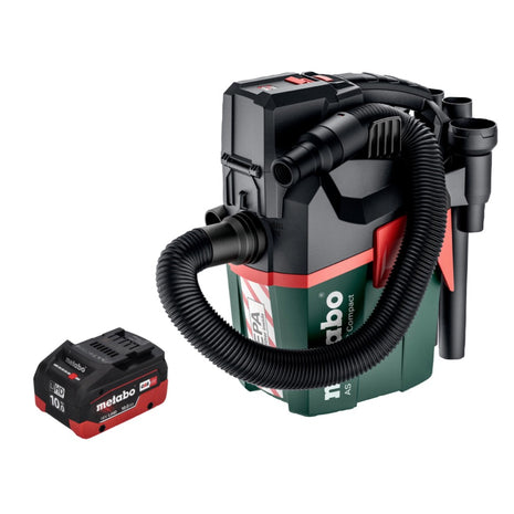 Metabo AS 18 HEPA PC Aspirateur à batterie compact 18 V Aspirateur eau et poussière 6 l avec fonction soufflante + 1x batterie 10,0 Ah - sans chargeur