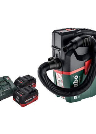 Metabo AS 18 HEPA PC Compact Akku Sauger 18 V 6 l Nass und Trocken Sauger mit Blasfunktion + 2x Akku 10,0 Ah + Ladegerät