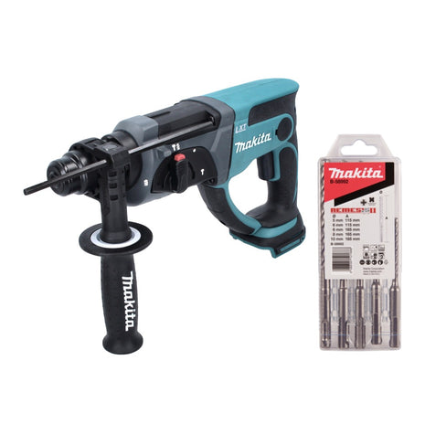 Makita DHR 202 Z Martello combinato a batteria 18 V 2,0 J SDS Plus + set di punte da 5 pezzi - senza batteria, senza caricabatterie