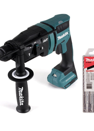 Taladro percutor inalámbrico Makita DHR 182 Z 18 V 1,7 J SDS plus sin escobillas + juego de taladro de 5 piezas - sin batería, sin cargador