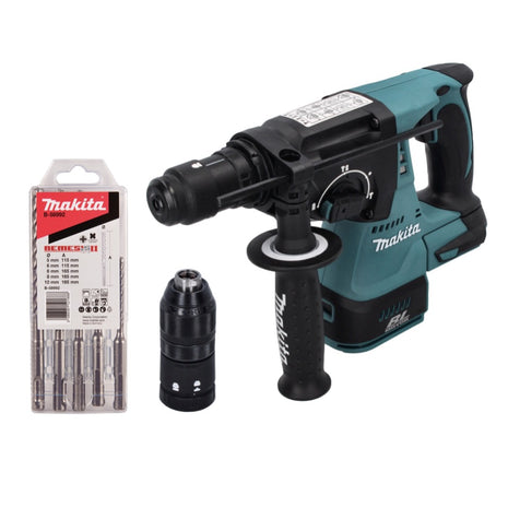 Makita DHR 243 Z Akku Bohrhammer 18 V 2,0 J SDS plus Brushless + 5 tlg. Bohrer Set - ohne Akku, ohne Ladegerät