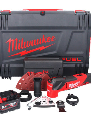 Milwaukee M18 FMT-501X FUEL Akku Multitool 18 V Brushless + 1x Akku 5,0 Ah + 7 tlg. Zubehör Set + HD Box - ohne Ladegerät