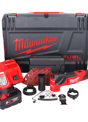 Milwaukee M18 FMT-501X FUEL Akku Multitool 18 V Brushless + 1x Akku 5,0 Ah + Ladegerät + 7 tlg. Zubehör Set + HD Box