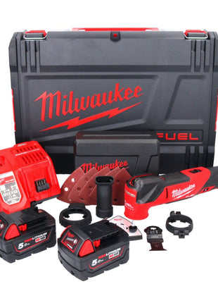 Milwaukee M18 FMT-502X FUEL Akku Multitool 18 V Brushless + 2x Akku 5,0 Ah + Ladegerät + 7 tlg. Zubehör Set + HD Box