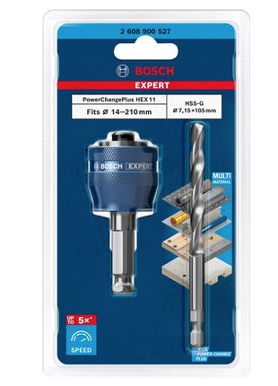 Adaptateur Bosch EXPERT Power Change Plus Hex 11 Foret HSS-G 7,15 x 105 mm (2608900527) carbure multi-matériaux - successeur du 2608594258