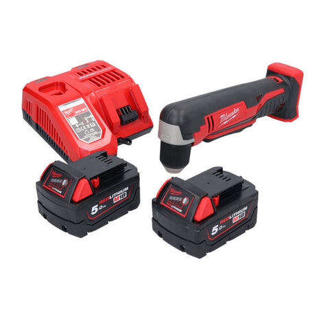 Milwaukee C18 RAD-502FC Perceuse-visseuse d'angle sans fil 18 V 20 Nm + 2x batterie 5,0 Ah + chargeur