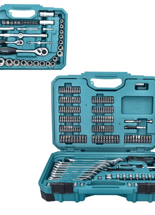 Makita Werkzeug Set 221 tlg. Chrom Vanadium Stahl ( E-10883 ) Bit / Ringmaulschlüssel / Steckschlüssel / Schraubendreher / Ratsche