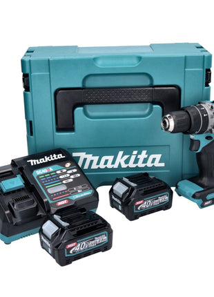 Makita HP 002 GD201 taladro percutor inalámbrico 40 V 64 Nm sin escobillas + 2x baterías 2,5 Ah + cargador + Makpac