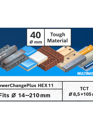 Bosch EXPERT Tough Material Lochsägen Starter Set 40 x 60 mm Carbide ( 2608900425 ) Universal + Power Change Adapter ( 2608900526 )