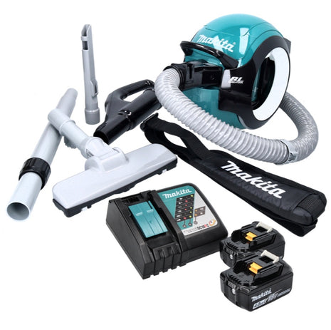 Aspirateur sans balais Makita DCL 501 RM 18 V + 2x batteries 4,0 Ah + chargeur + accessoires