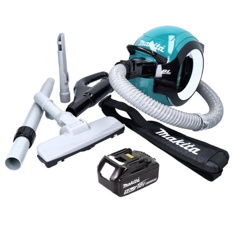 Aspirador de batería Makita DCL 501 T1 18 V sin escobillas + 1x batería 5,0 Ah + accesorios - sin cargador