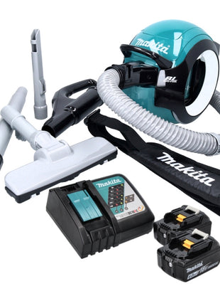 Aspirateur sans balais Makita DCL 501 RG 18 V + 2 batteries 6,0 Ah + chargeur + accessoires