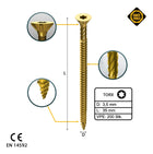 FORTE Tools Universal Holzschraube 3,5 x 35 mm T15 200 Stk. ( 000051399469 ) gelb verzinkt Torx Senkkopf Vollgewinde