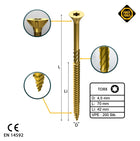 FORTE Tools Universal Holzschraube 4,5 x 70 mm T20 200 Stk. ( 000051399481 ) gelb verzinkt Torx Senkkopf Teilgewinde