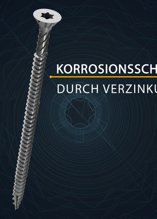 FORTE Tools Universal Holzschraube 3,0 x 25 mm T10 500 Stk. ( 000040113858 ) silber verzinkt Torx Senkkopf Vollgewinde