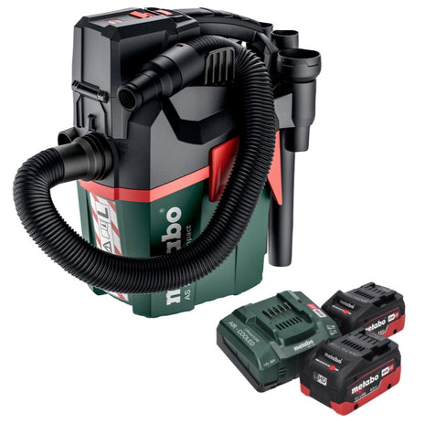 Metabo AS 18 L PC Aspirador de batería compacto 18 V 6 l IPX4 clase de polvo L húmedo y seco + 2x baterías 8,0 Ah + cargador