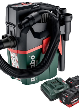 Metabo AS 18 L PC Compact Aspirateur sans fil 18 V 6 l IPX4 classe de poussière L eau et poussière + 2x batterie 10,0 Ah + chargeur