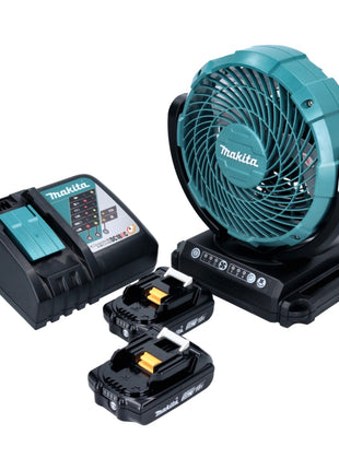 Makita DCF 102 RA Akku Ventilator Lüfter 18 V 18 cm + 2x Akku 2,0 Ah + Ladegerät