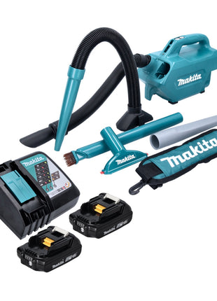 Makita DCL 184 RA Akku Staubsauger 18 V 54 mbar 0,5 l + 2x Akku 2,0 Ah + Ladegerät