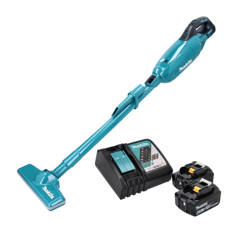 Aspiratore a batteria Makita DCL 280 FRG 18 V senza spazzole + 2x batteria 6,0 Ah + caricabatterie