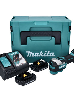 Makita DTM 52 RAJ Akku Multifunktionswerkzeug 18 V Starlock Max Brushless + 2x Akku 2,0 Ah + Ladegerät + Makpac